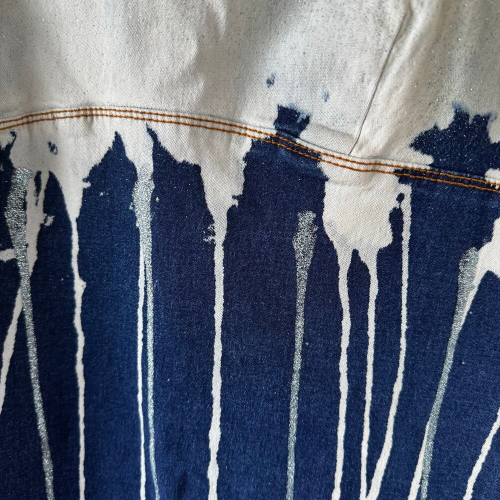 VINTAGE | Y2K Glitter Drip Stretch Denim Slip Dress Size Medium - Picture 5 of 8